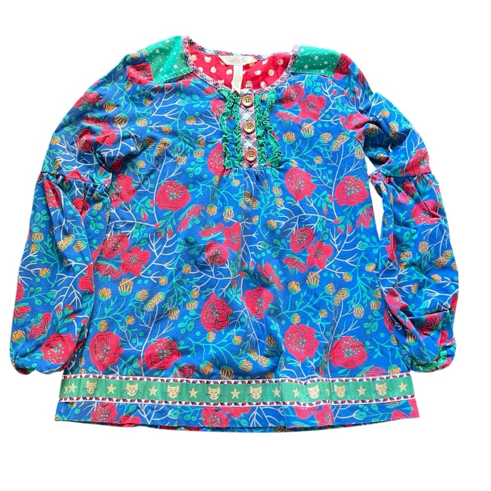 Matilda Jane Make Believe I Believe Tunic Long Sleeve Boho Blue Girls Size 10